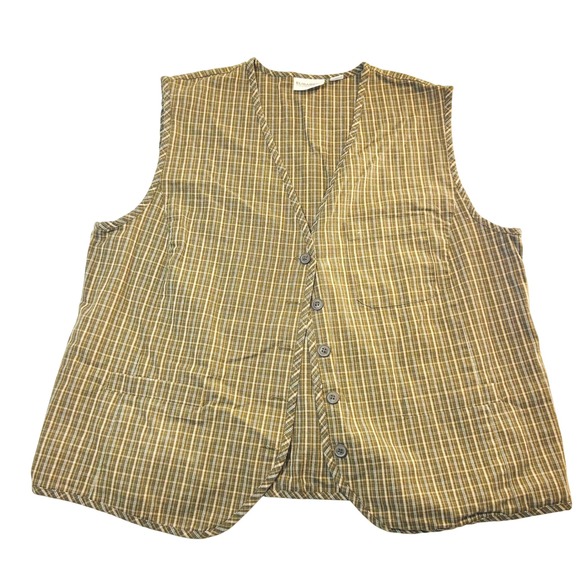 Elisabeth by Liz Claiborne Jackets & Blazers - Vintage Elisabeth Liz Claiborne Women Plaid Button Front Vest Cotton Sz XXL